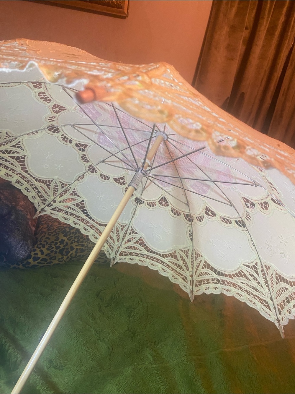 Lace-Trim Yellow Parasol Umbrella - Elegant Sun Protection